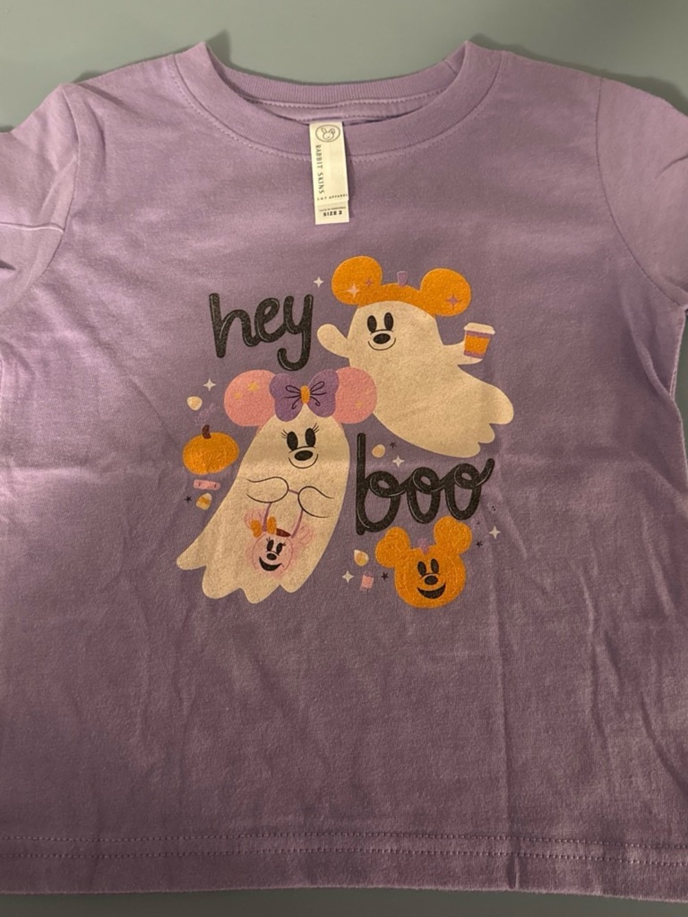 Lavender Minnie Mouse Ghosts Halloween Tee with Orange Accents